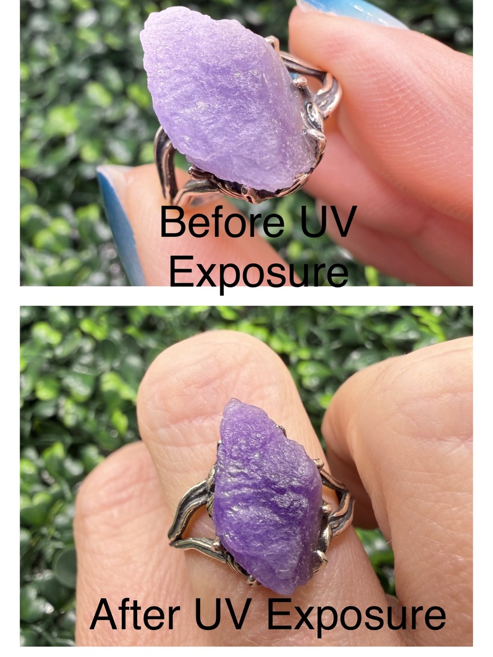 Natural Hackmanite Rough Ring – UV Color-Change Statement Piece